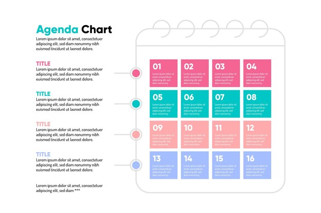 Agenda colorida carta infografía
