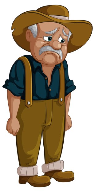 Agricultor preocupado con sombrero y mono