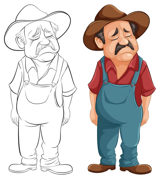 Los agricultores de dibujos animados desalentados se sienten deprimidos