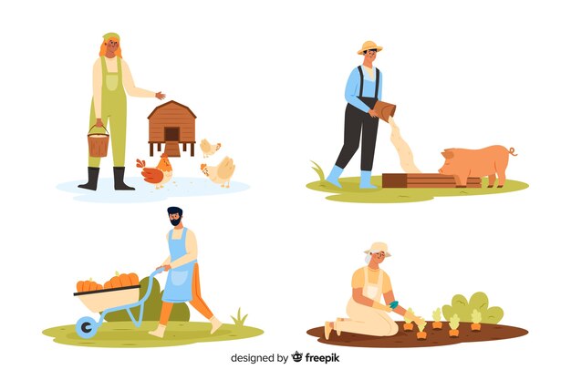 Agricultores que trabajan en el campo