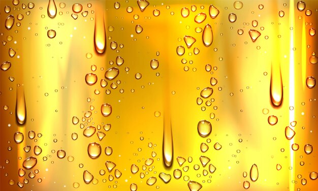 Agua de condensación o gotas de cerveza en vidrio.