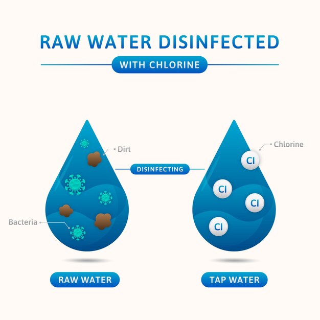 Agua cruda desinfectada con cloro