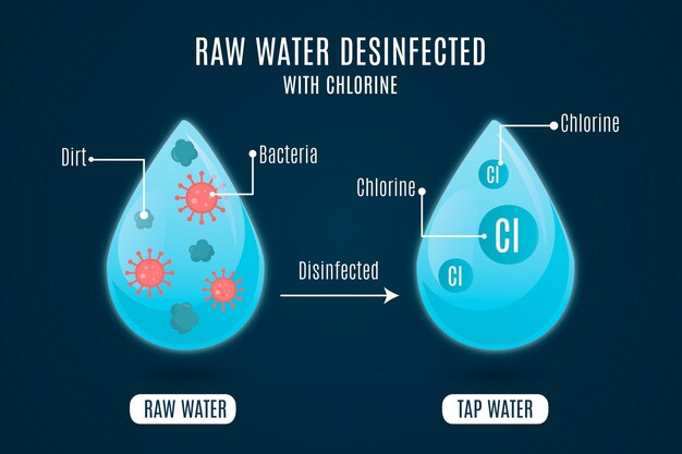 Agua cruda desinfectada con cloro