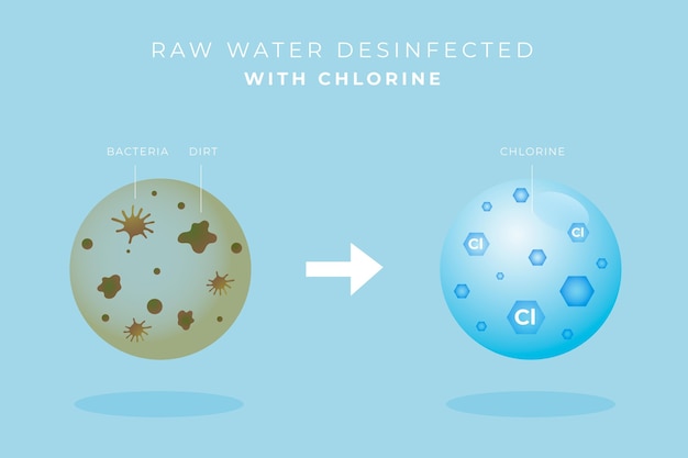 Vector gratuito agua cruda desinfectada con cloro