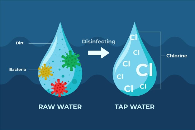 Agua cruda desinfectada con cloro