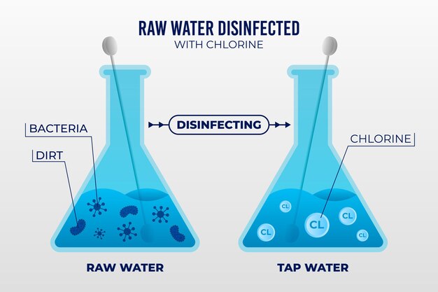 Agua cruda desinfectada con cloro