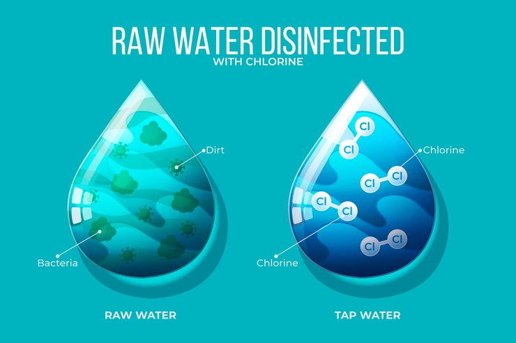 Vector gratuito agua cruda desinfectada con cloro