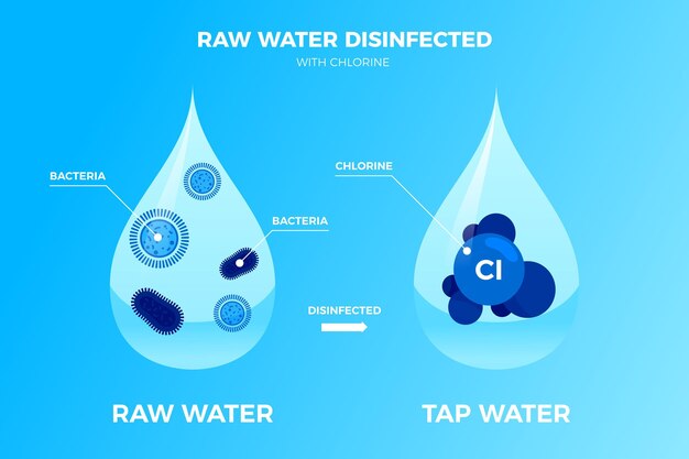 Agua cruda desinfectada con cloro