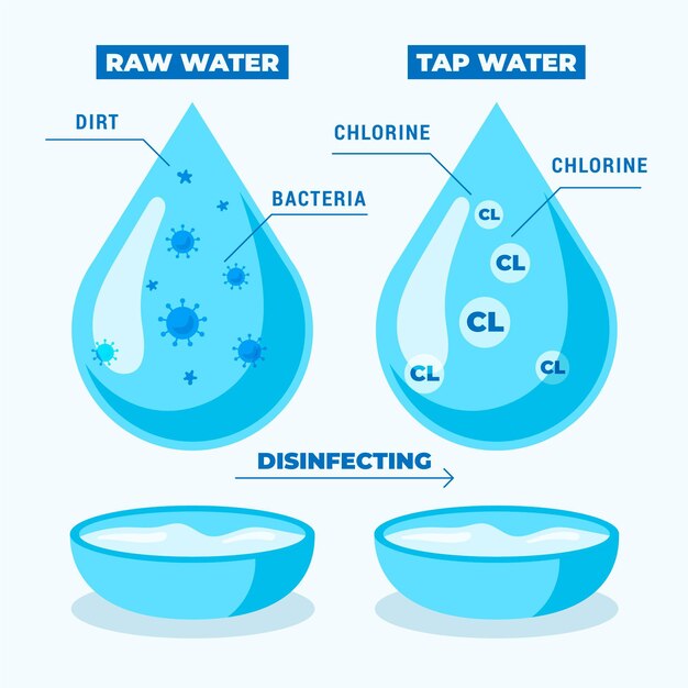 Agua cruda desinfectada con cloro