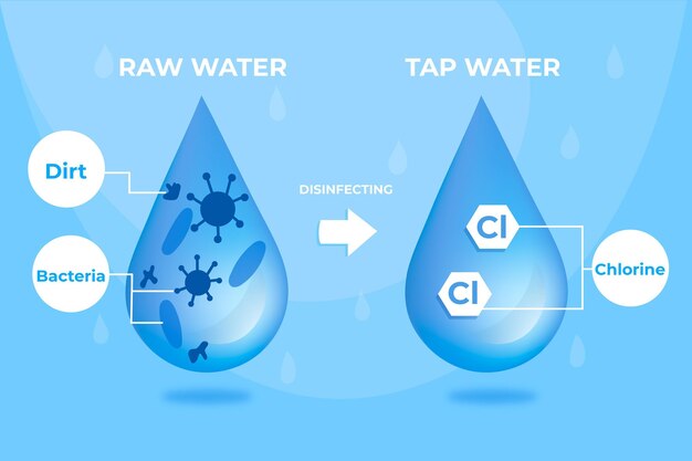 Agua cruda desinfectada con cloro