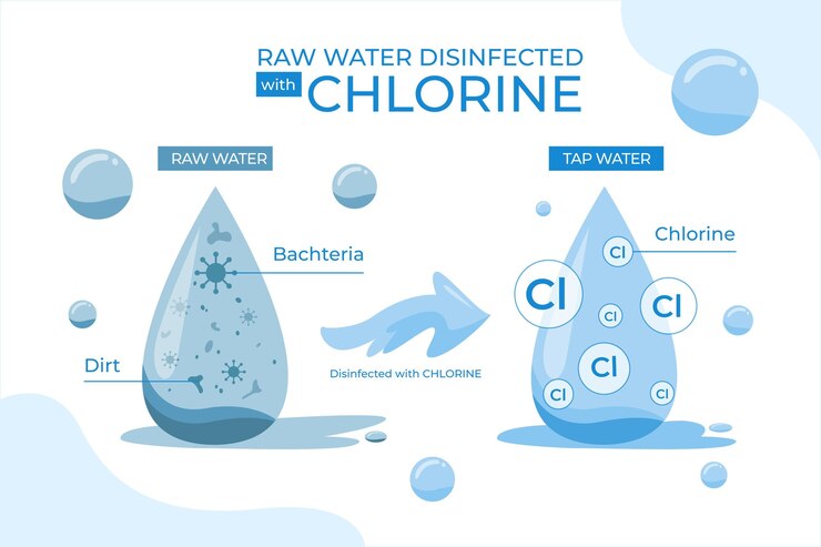 Vector gratuito agua cruda desinfectada con cloro