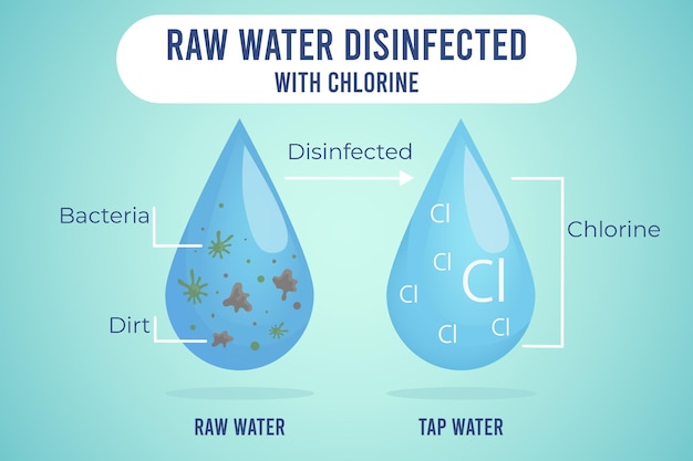 Agua cruda desinfectada con cloro