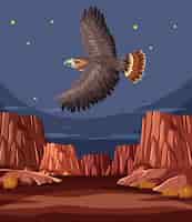 Vector gratuito el águila se eleva sobre los acantilados del cañón