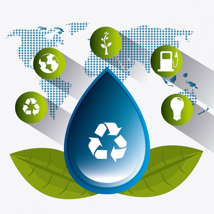 Vector gratuito ahorra ecología del agua