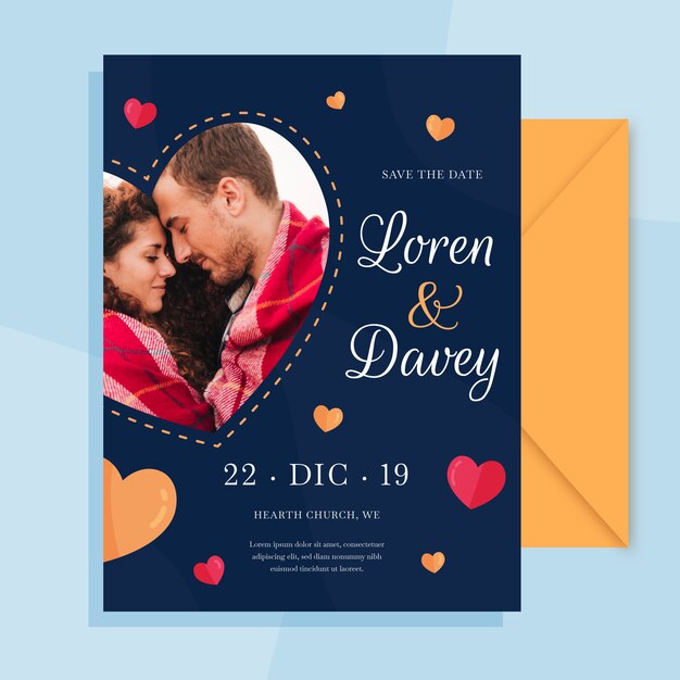 Ahorre la fecha de la invitación de boda con foto
