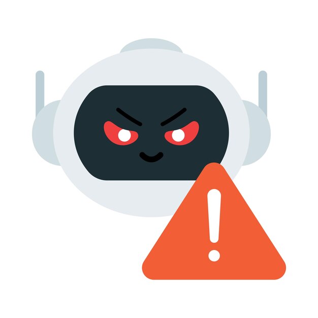 Ai Robot Malvado con Vectorart de Advertencia
