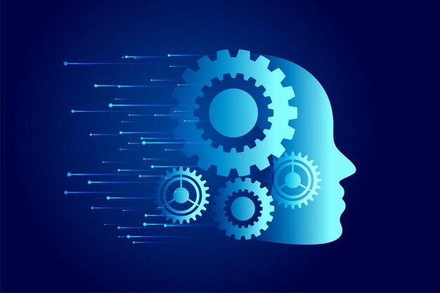 AI web techno concepto de big data papel tapiz con diseño de rueda dentada