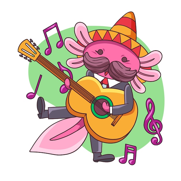 Ajolote tocando la guitarra