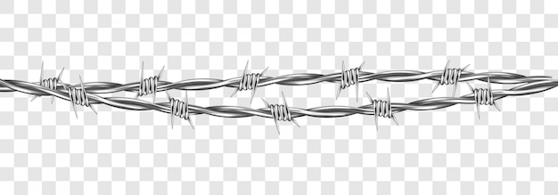 Vector gratuito alambre de púas de acero metálico con espinas o púas