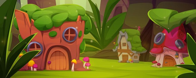 Aldea de cuento de hadas de fantasía con casa en verano