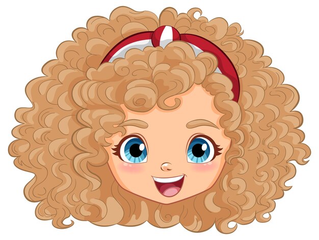La alegre chica de dibujos animados de cabellos rizados
