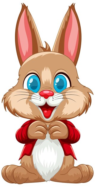 Alegre conejo de dibujos animados en chaqueta roja