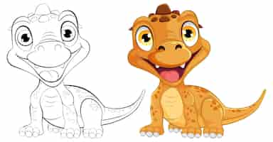 Vector gratuito el alegre dúo de dibujos animados de dinosaurios