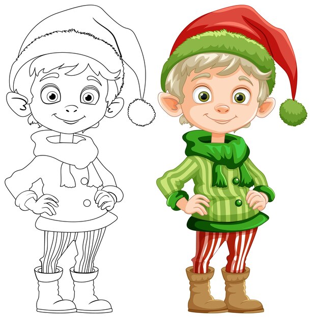 El alegre elfo con trajes festivos