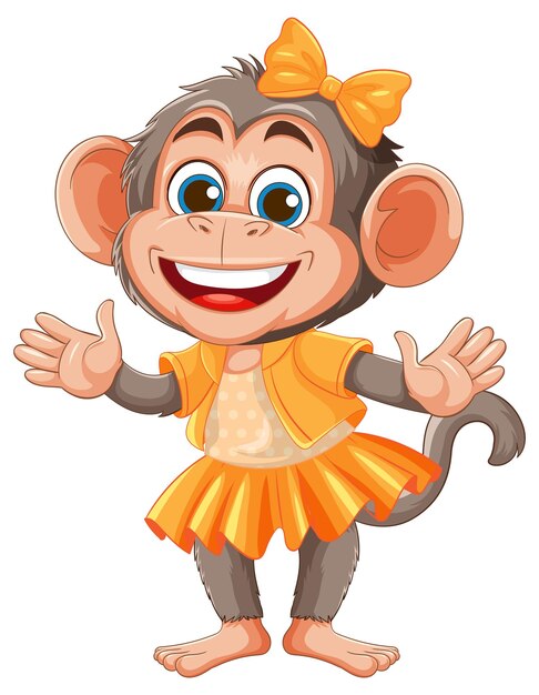 El alegre mono de dibujos animados con un traje naranja brillante