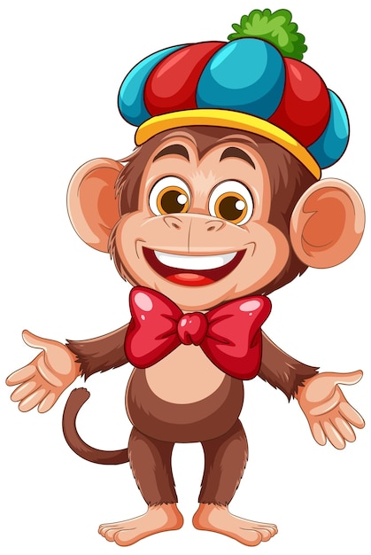 El alegre payaso mono con el sombrero de colores