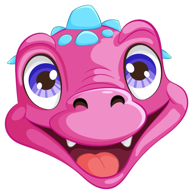 Vector gratuito el alegre personaje de dibujos animados de dinosaurios rosados