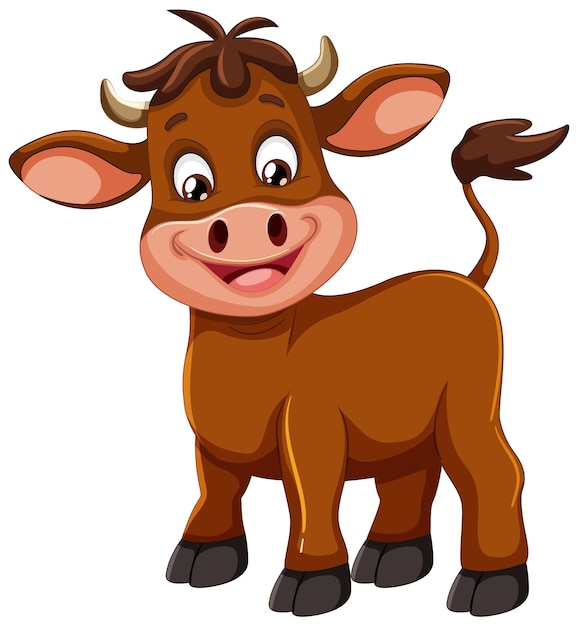 Vector gratuito la alegre vaca de dibujos animados de pie feliz