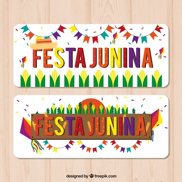 Vector gratuito alegres banners de festa junina