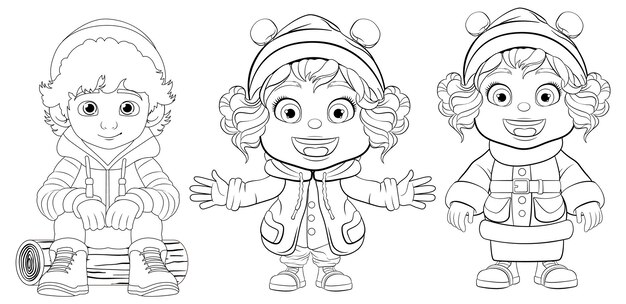 La alegría invernal de los niños con trajes de temporada
