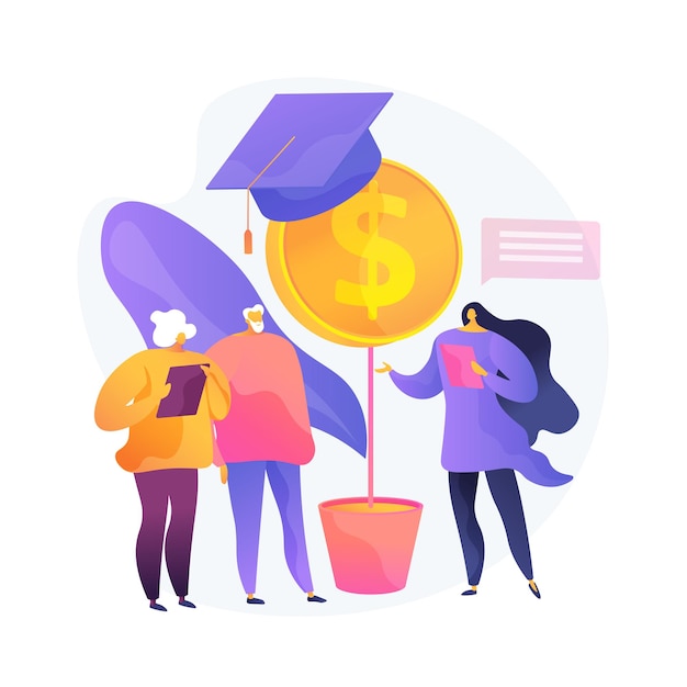 Vector gratuito alfabetización financiera de los jubilados. educación financiera, gestión del ahorro, concienciación sobre inversiones. consultor que explica los conceptos básicos del sistema financiero a personas mayores. ilustración de metáfora de concepto aislado de vector