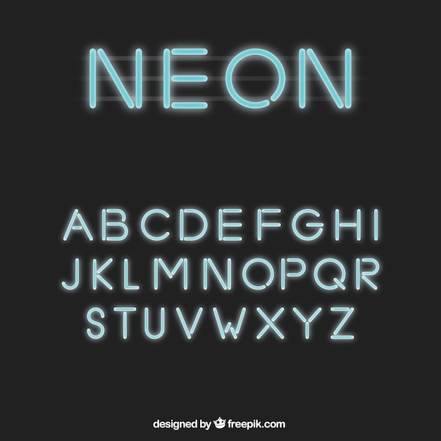 Alfabeto brillante hecho con luces de neón