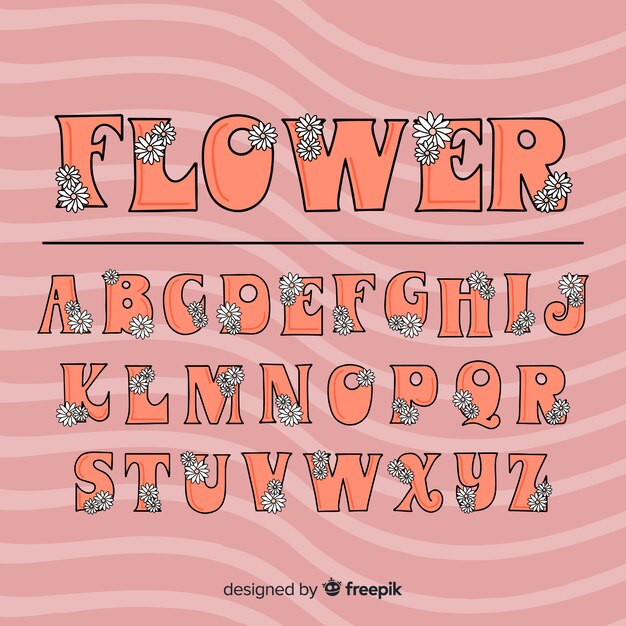 Alfabeto floral estilo años 60