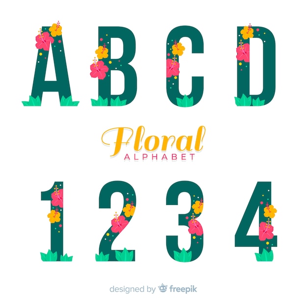 Vector gratuito alfabeto floral