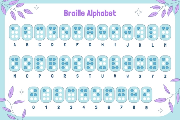 Vector gratuito alfabeto y fuente dibujados a mano para el día mundial del braille