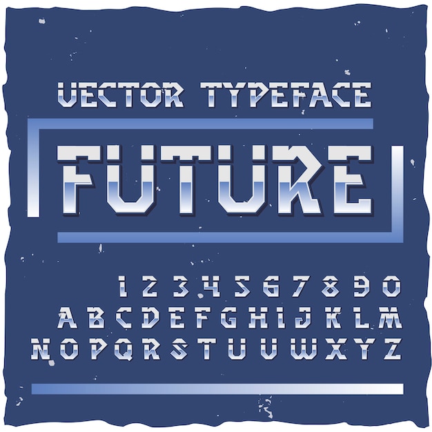 Vector gratuito alfabeto futuro con dígitos de letras aisladas coloridas de estilo retro