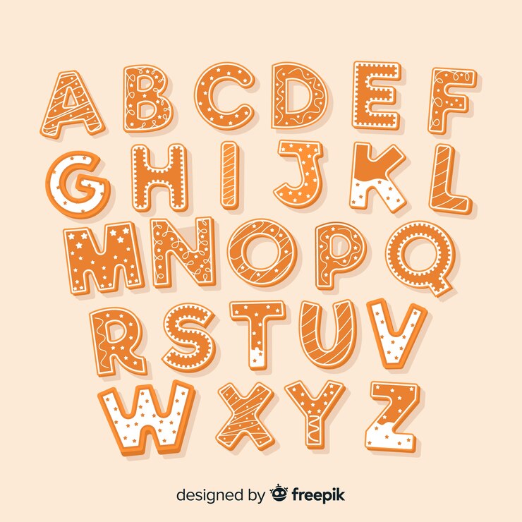 Vector gratuito alfabeto de galleta de jengibre