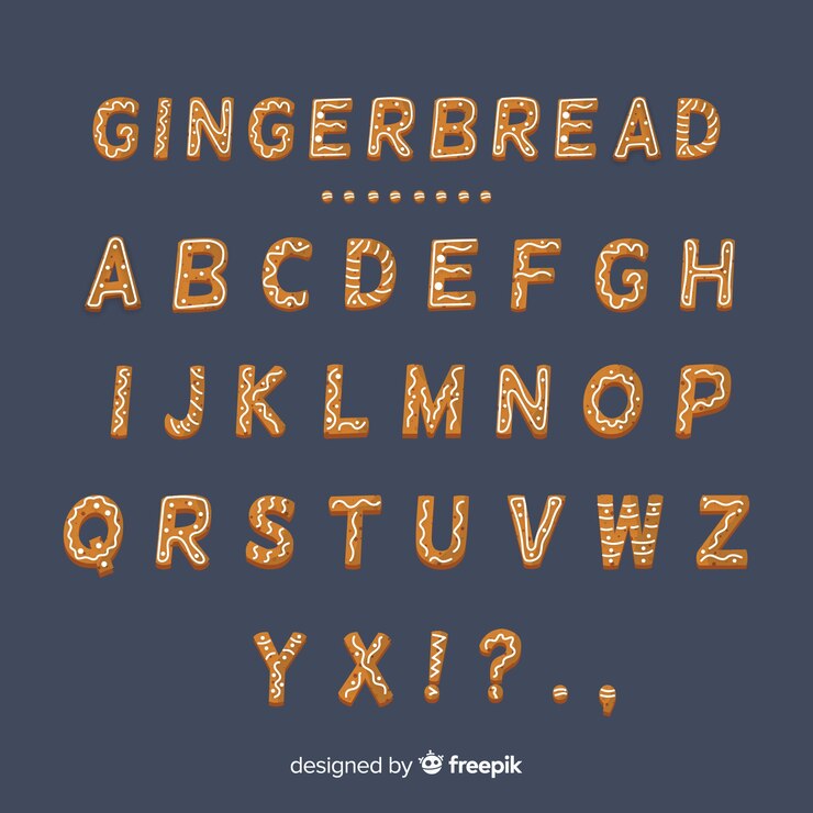 Vector gratuito alfabeto de galleta de jengibre
