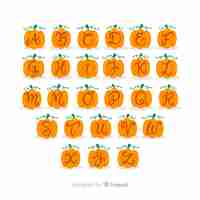 Vector gratuito alfabeto de halloween letras de calabaza