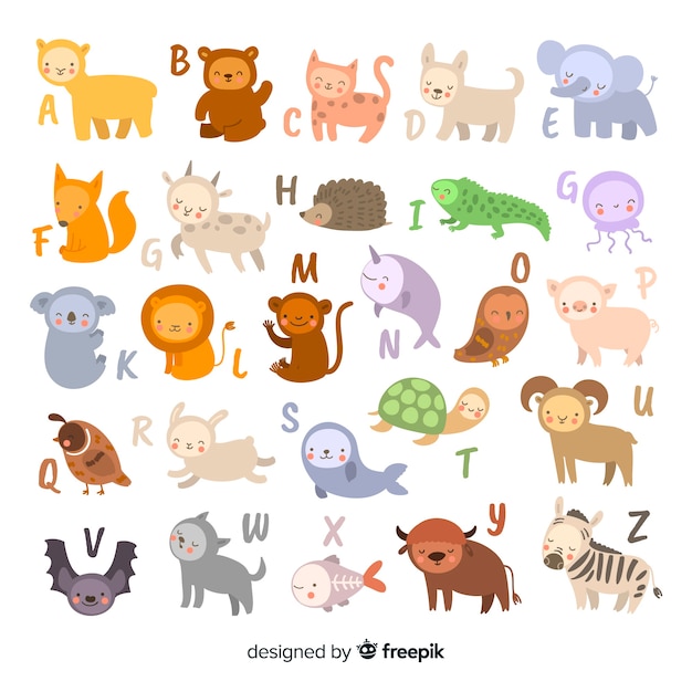 Vector gratuito alfabeto hecho letras y animales