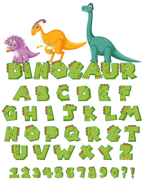 Vector gratuito alfabeto inglés az con personajes de dibujos animados de dinosaurios