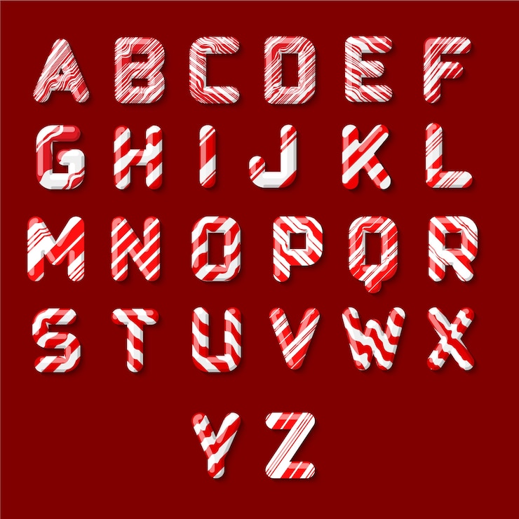 Vector gratuito alfabeto de navidad de bastón de caramelo