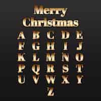 Vector gratuito alfabeto de navidad dorado brillante