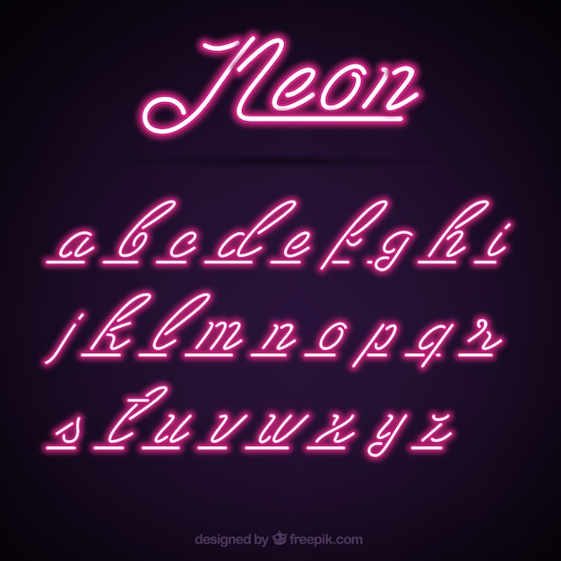 Vector gratuito alfabeto de neón morado