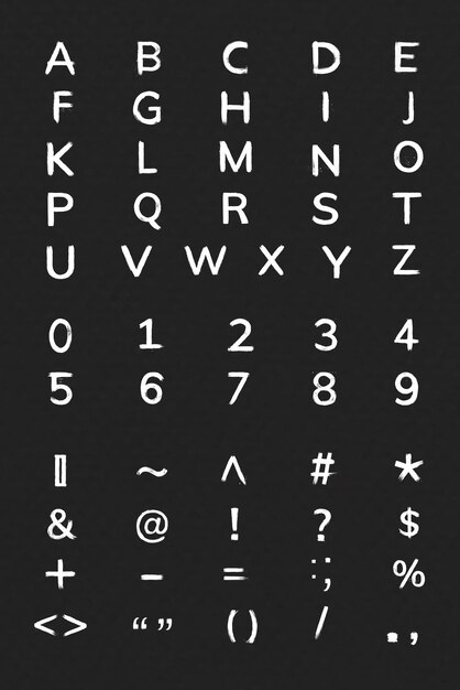 Alfabeto, Números, Símbolos tipografía de estilo de trazo de pincel