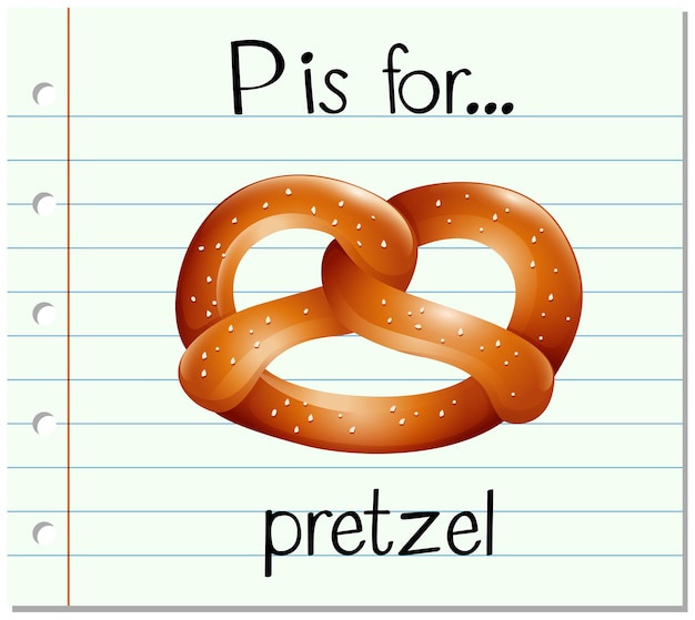 Vector gratuito el alfabeto p de la flashcard es para pretzel